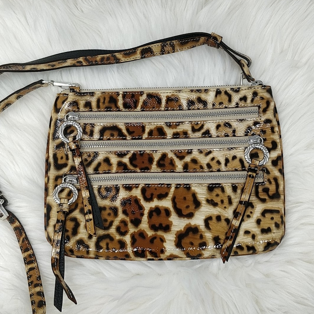 Brighton Patent Leopard Print Crossbody Bag